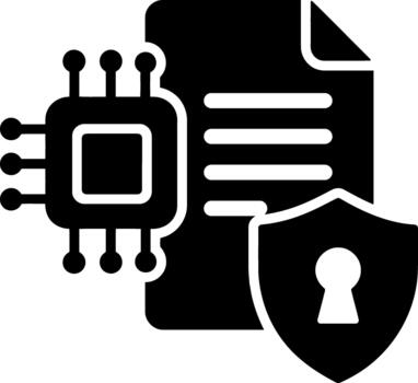 seguro digital documento y datos Procesando con pastilla icono vector