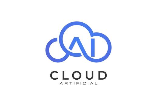 Cloud AI Logo, Artificial Intelligence cloud computing vector