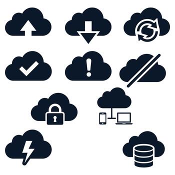 Cloud Computing Data Storage Network Synchronization Symbols vector