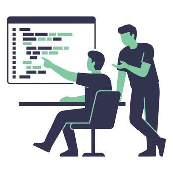 Pair Programming Developers Code Review Mentoring Characters vector