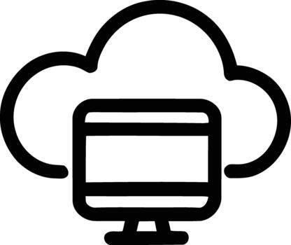 moderno nube informática icono con un escritorio computadora dentro vector