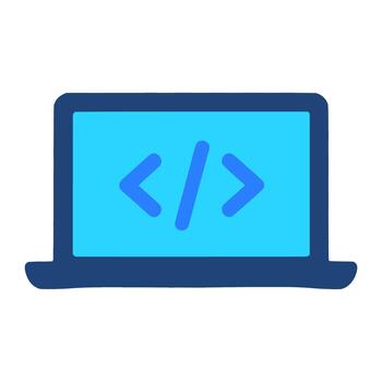 ordenador portátil pantalla mostrando programación código símbolos vector