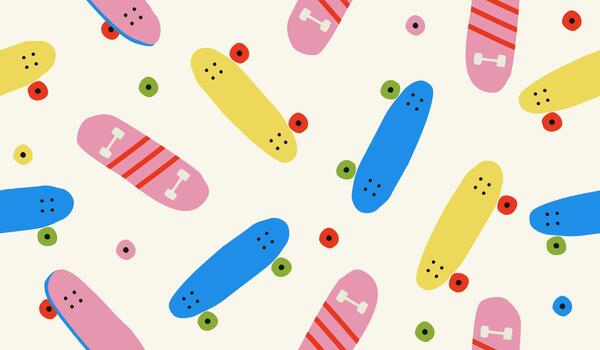 Skateboard pattern background vector