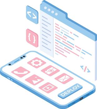 aplicación desarrollo isométrica vector