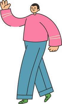 Man Waving While Walking vector