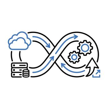 devops automatización nube informática, servidor, engranaje símbolo, continuo integración vector