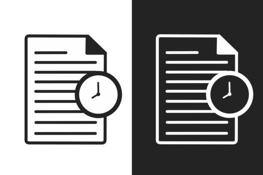 document time clock icon vector