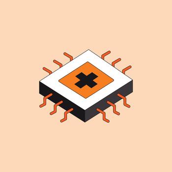 Isometric computer processor microchip icon vector