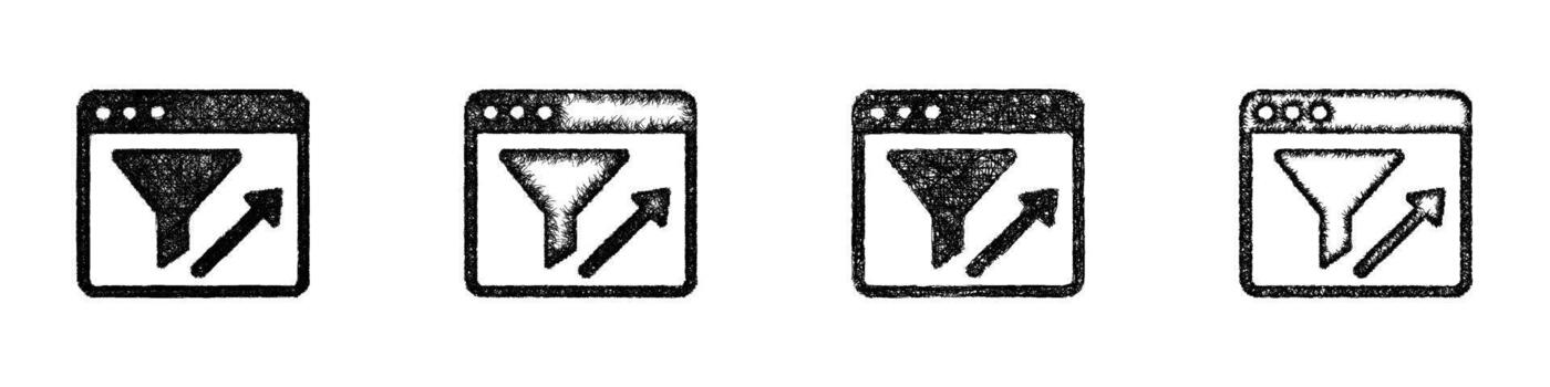 Sketch conversion optimization icon design set vector