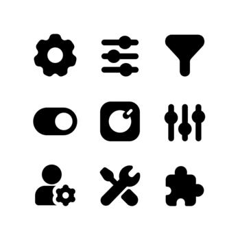 System Settings and App Customization Solid Icons vector