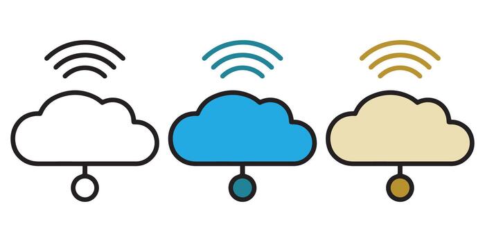 Simple Cloud Computing Network Technology Icon Set vector