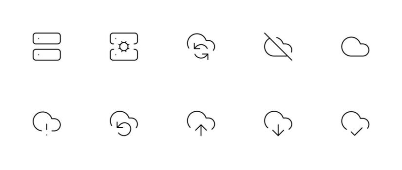 Cloud Computing Server Storage Line Icon Set vector