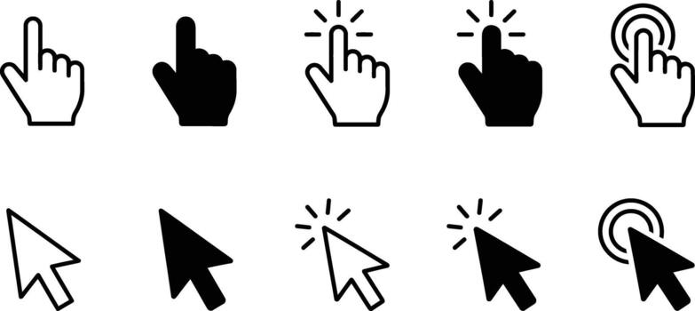 Mouse cursor and hand pointers vector