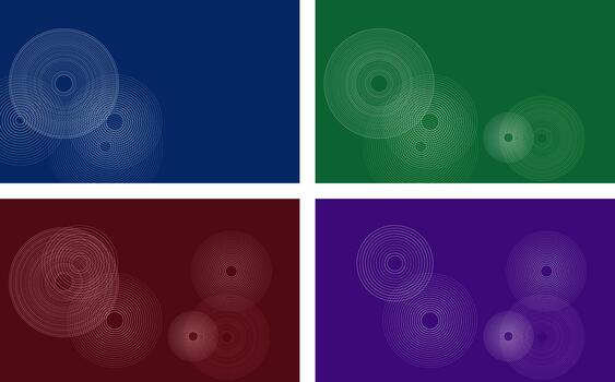 Concentric circle patterns on solid backgrounds with soft light effect vector