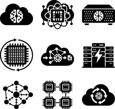 Artificial intelligence and cloud computing icons vector