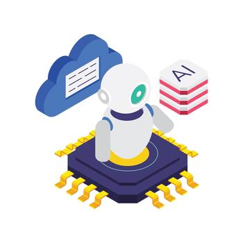 Data Processing Engine isometric illustration eps file vector