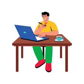 remote worker illustration EPS File vector