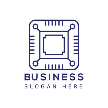 Microchip processor icon logo design vector