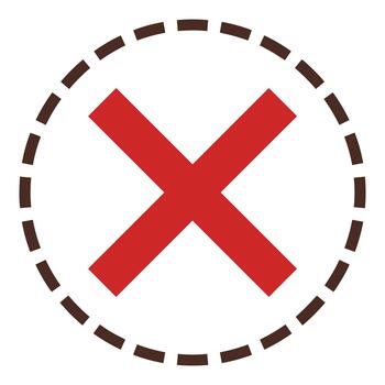 Red mark inside a dashed circle vector