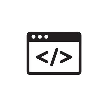 Web browser code snippet interface solid shape icon vector