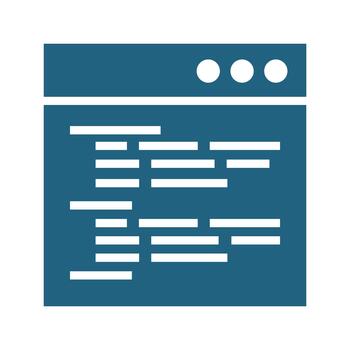 Flat Web Browser Icon with Abstract Programming Code Lines vector