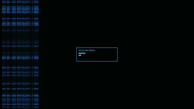 futuriste programme initialisation chargement écran avec numérique code interface video