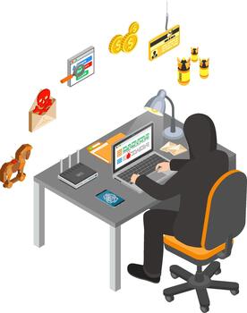 Hacker Isometric Concept vector