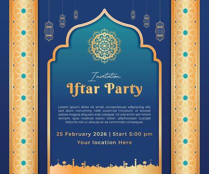 Ramadan background with border pattern vector