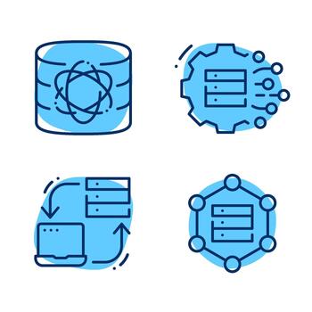 bases de datos ilustrando sincronizar Procesando y red conexiones vector