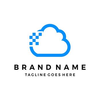 Cloud computing digital data logo, cloud data illustration vector