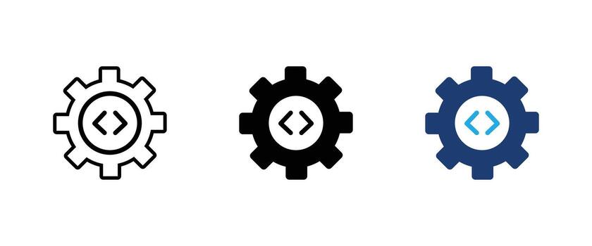 engranaje conjunto con código soportes para software desarrollo conjunto vector