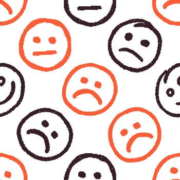 Doodle Faces Seamless Pattern vector