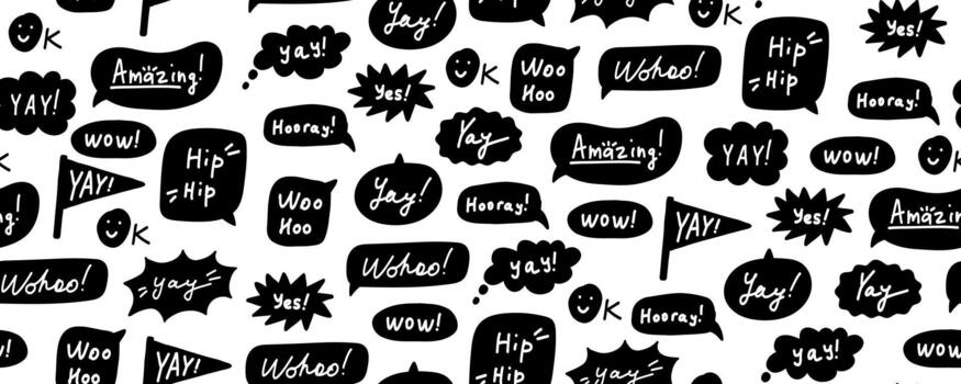 burbuja Hurra texto sin costura modelo vector