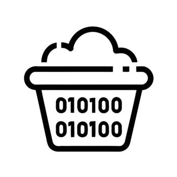 Shopping basket icon with binary code pattern inside vector