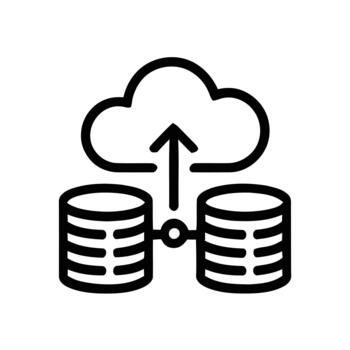 Cloud backup syncing data between two storage servers icon vector