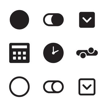 Selection Interface Controls Multi Select Checkbox Outline Solid Icons vector
