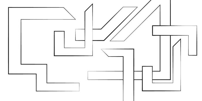 Abstract Interlocking Rectangular Linear Maze Outline. vector