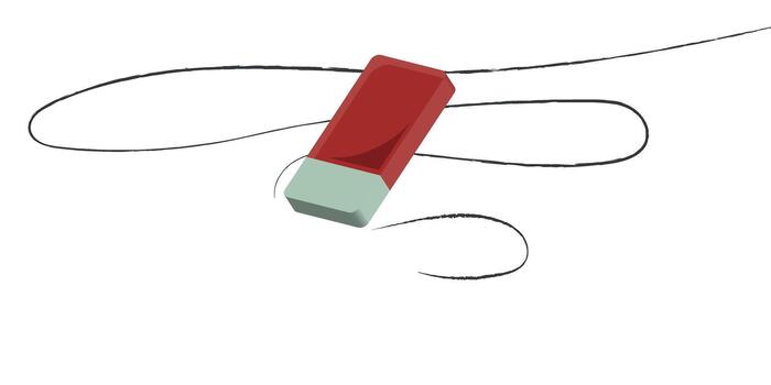 Red Rectangular Eraser With Attached String. vector