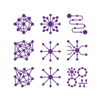 Network Connection and Data Node Icon Set vector
