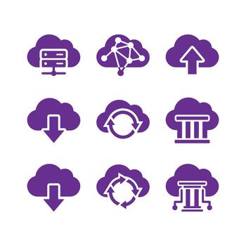 Cloud Computing and Data Storage Icon Set vector