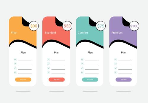Creative Subscription Pricing Plan Table Interface Design. vector
