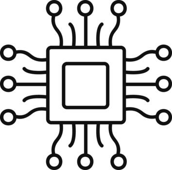 Microchip electronic processor processor node icon vector