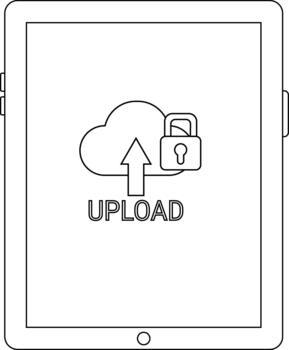 Tablet Uploading Secure Cloud Data. vector