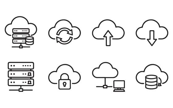 Cloud Computing And Server Storage Icons vector
