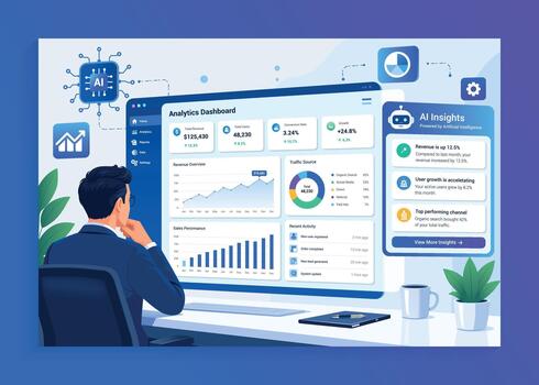Artificial Intelligence Data Analytics Illustration vector