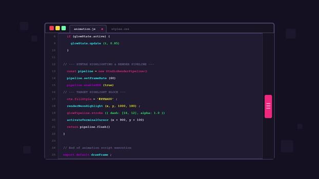 Code editor interface scrolling JavaScript source code in dark mode video