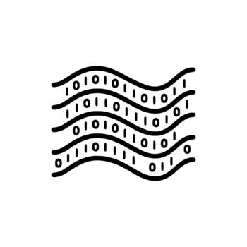 Outline Binary Code Data Stream Flow Technology Sign Shape Icon vector