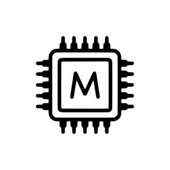 negro contorno computadora microprocesador chip hardware tecnología icono vector