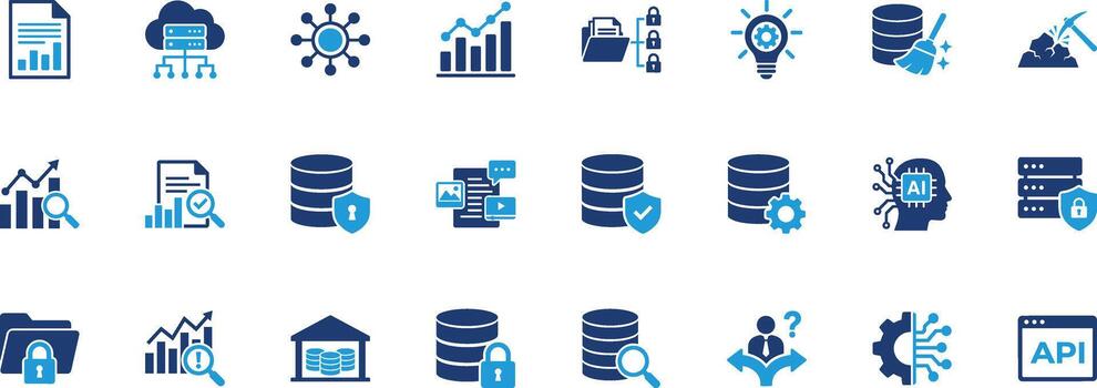 Data driven solid icon set vector