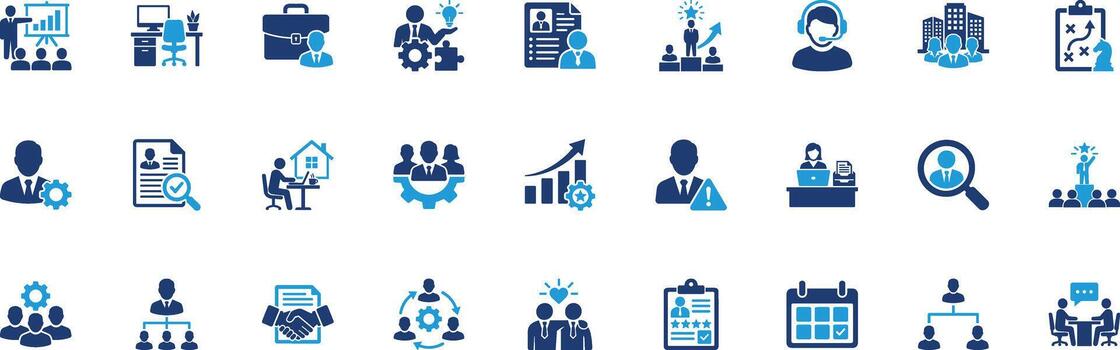un humano recursos sólido icono conjunto vector